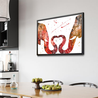 Couple Elephant Romantic Animal Wall Art #1 - The Affordable Art Company