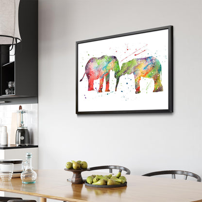 Elephant Family Nursery Babys Bedroom Wall Art - The Affordable Art Company