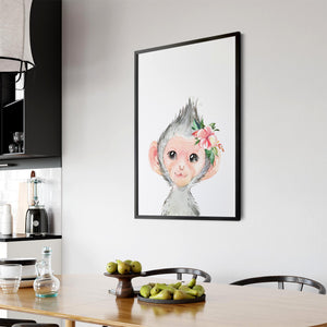 Cute Baby Monkey Nursery Animal Gift Wall Art - The Affordable Art Company