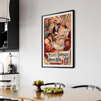 French Champagne & Biscuits Vintage Advert Art - The Affordable Art Company