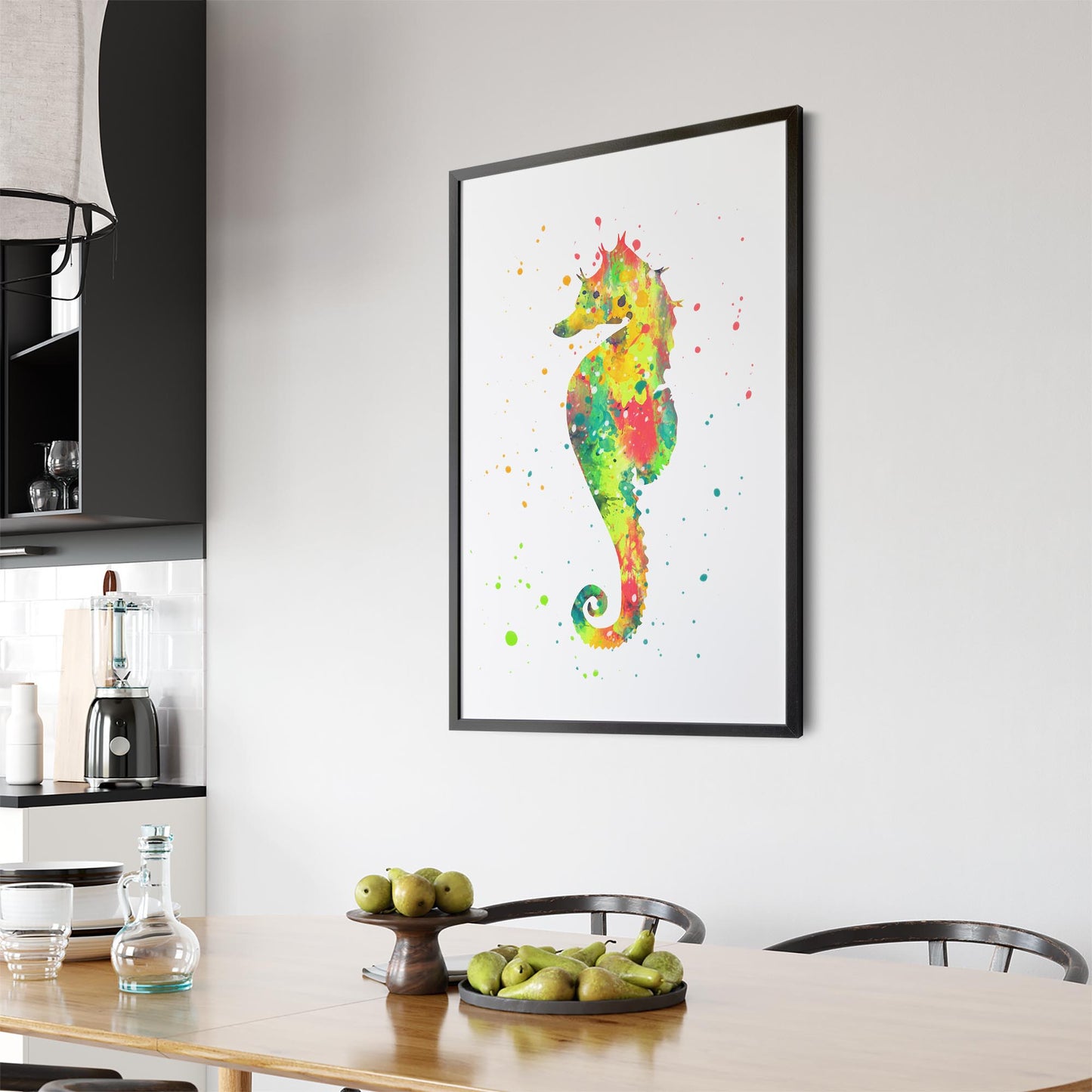 Seahorse Cartoon Sealife Nursery Baby Wall Art #1 - The Affordable Art Company