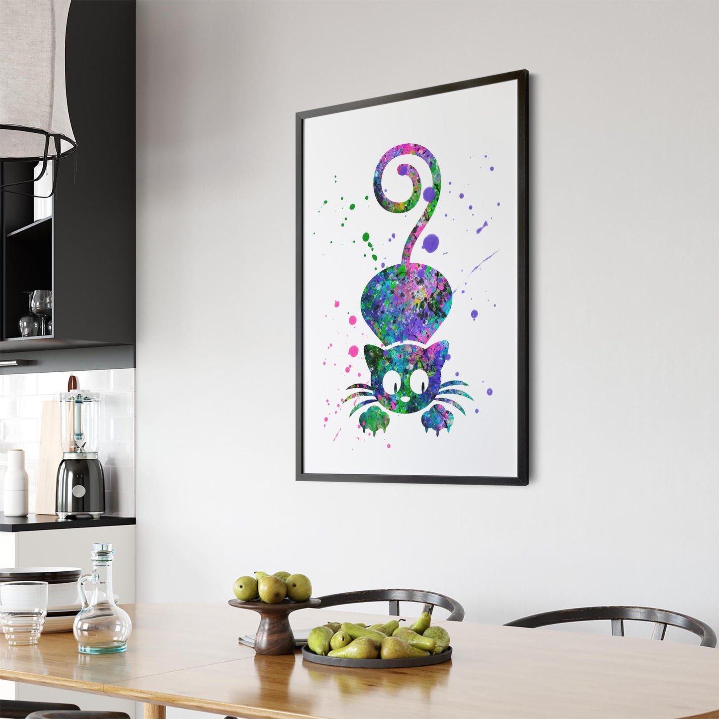 Cute Cat Painting Colourful Animal Wall Art #3 - The Affordable Art Company