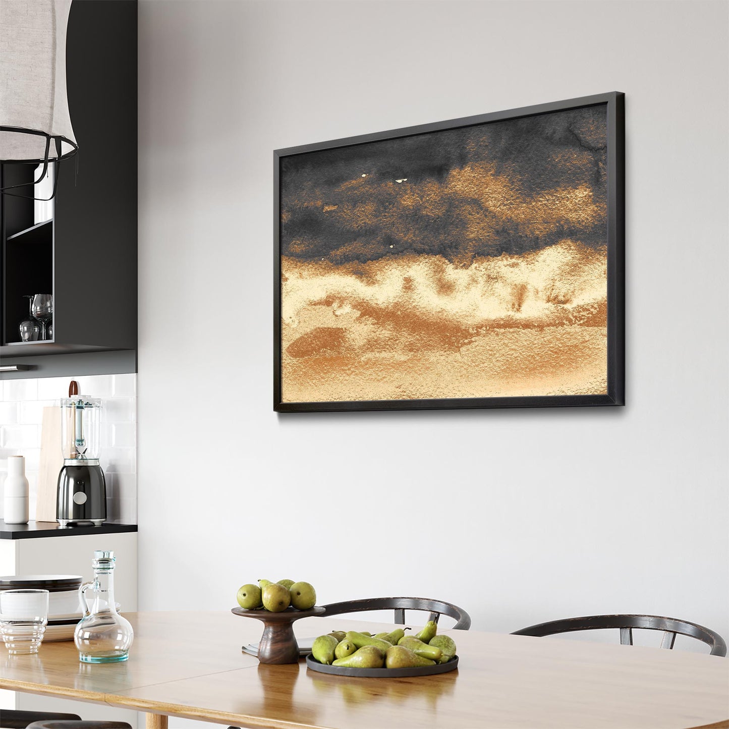 Black and Gold Abstract Painting Minimal Wall Art #1 - The Affordable Art Company