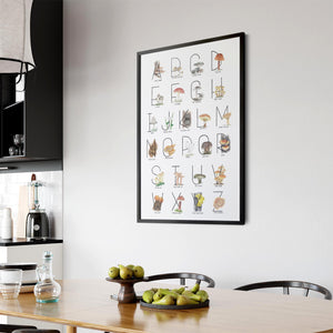 Mushroom Alphabet Kitchen Cafe Vegetarian Wall Art - The Affordable Art Company
