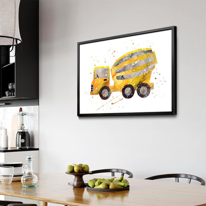 Yellow Mixer Truck Boys Bedroom Nursery Wall Art - The Affordable Art Company