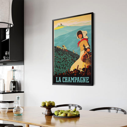 Champagne France Vintage Travel Advert Wall Art - The Affordable Art Company