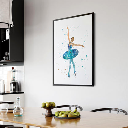 Blue Ballerina Girls Bedroom Ballet Wall Art - The Affordable Art Company