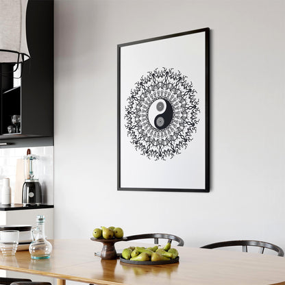 Yin Yang Mandala Calming Yoga Buddist Wall Art #4 - The Affordable Art Company