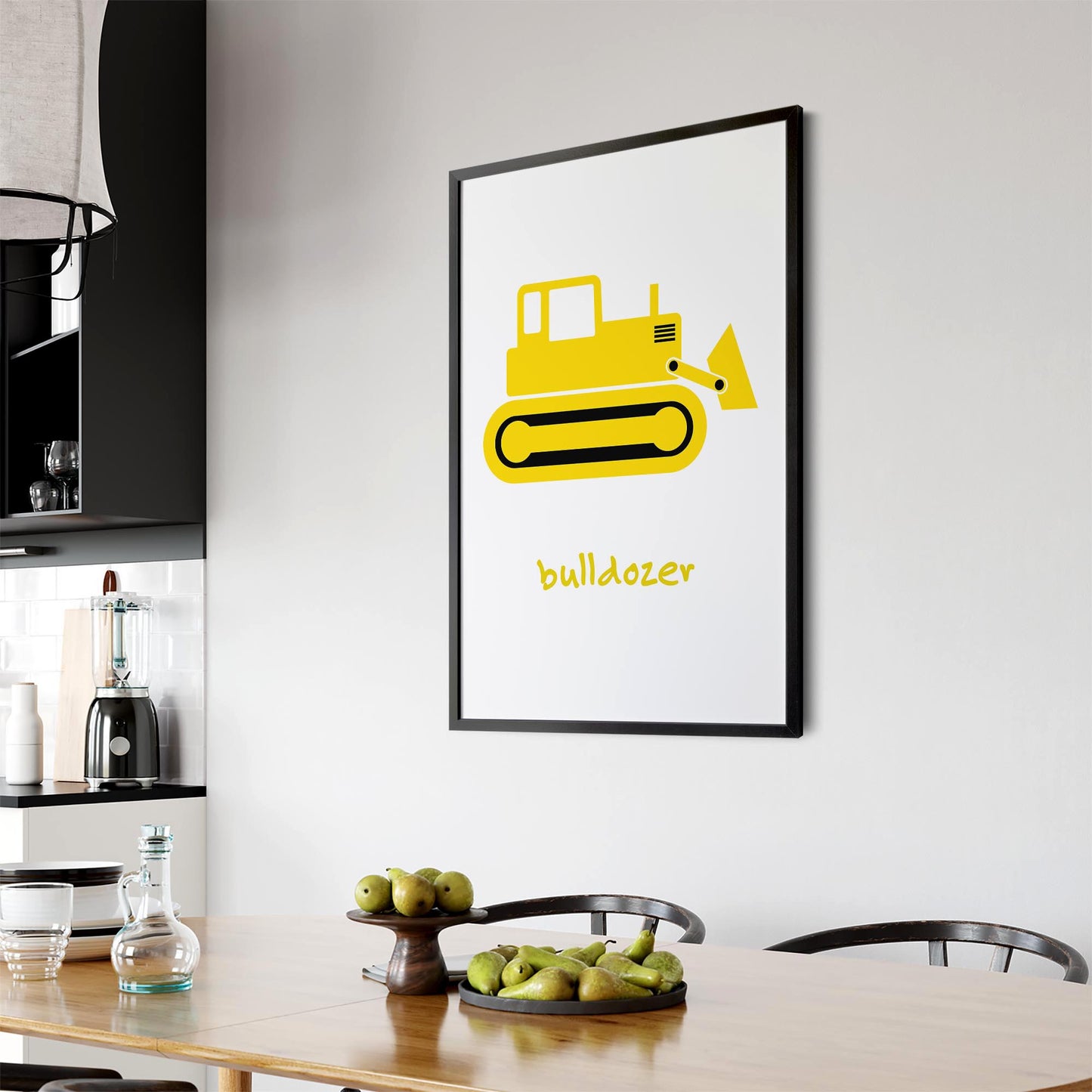 Yellow Digger Boys Bedroom Nursery Wall Art - The Affordable Art Company