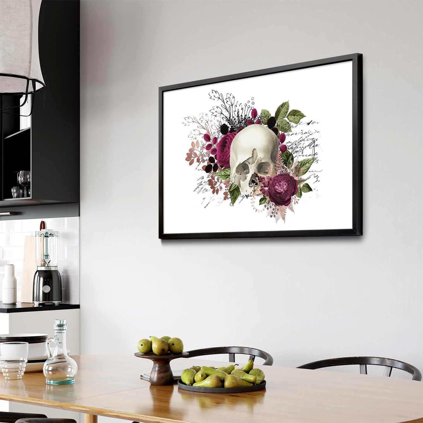 Purple Floral Skull Fashion Girls Bedroom Wall Art #1 - The Affordable Art Company