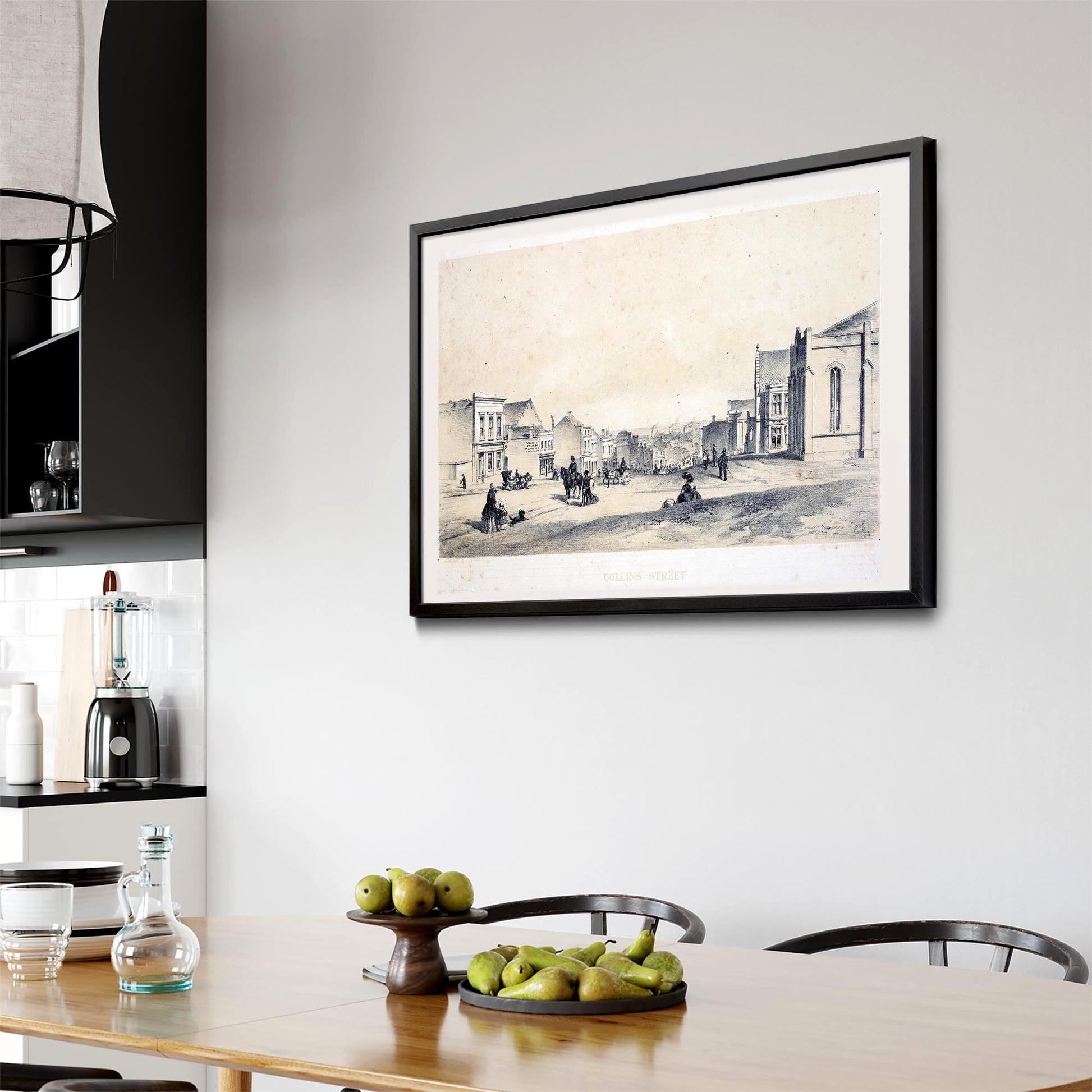 Collins St Melbourne Vintage Drawing Wall Art - The Affordable Art Company
