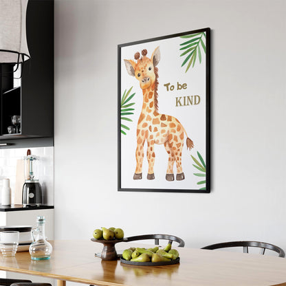 Giraffe "To Be Kind" Quote Nursery Baby Wall Art - The Affordable Art Company