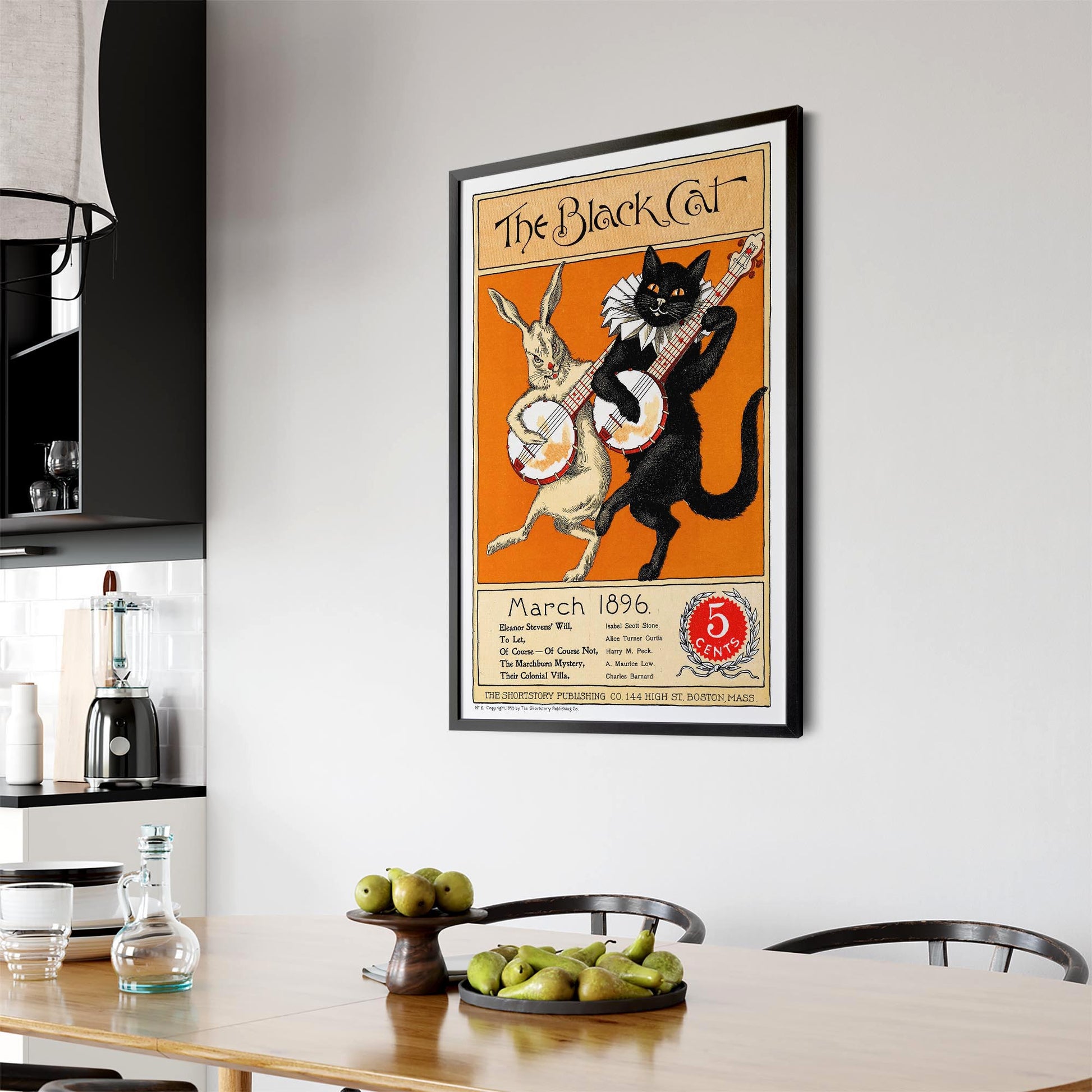 The Black Cat Vintage Cafe Advert Wall Art - The Affordable Art Company