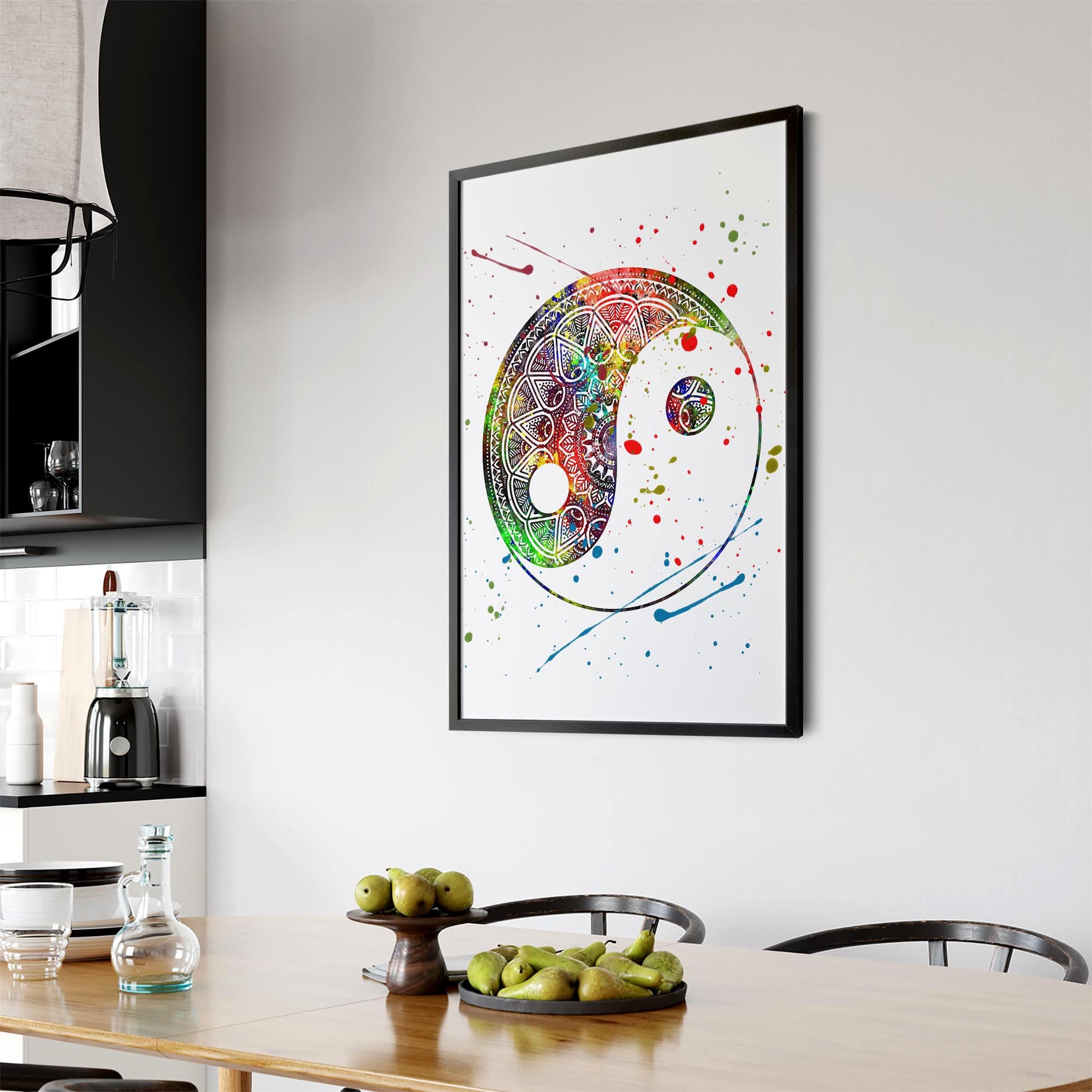 Yin Yang Mandala Calming Yoga Buddist Wall Art #1 - The Affordable Art Company