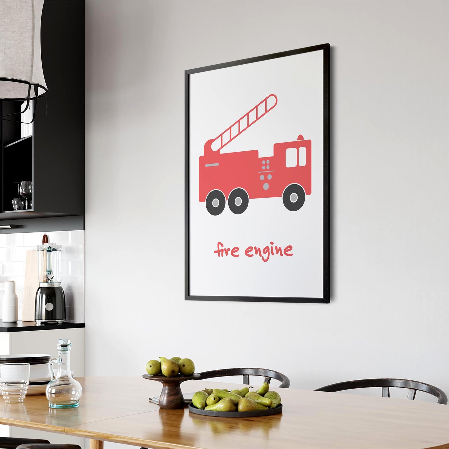 Red Fire Engine Boys Bedroom Nursery Wall Art - The Affordable Art Company