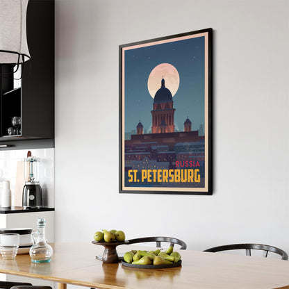 Retro St Petersburg Russia Vintage Travel Wall Art - The Affordable Art Company