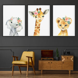 Set of Cute Baby Safari Animals Nursery Wall Art #3 - The Affordable Art Company