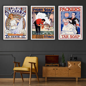 Set of Vintage Soap Adverts Laundry Room Wall Art - The Affordable Art Company