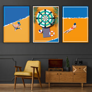 Set of Retro Beach Summer Coastal Wall Art #1 - The Affordable Art Company