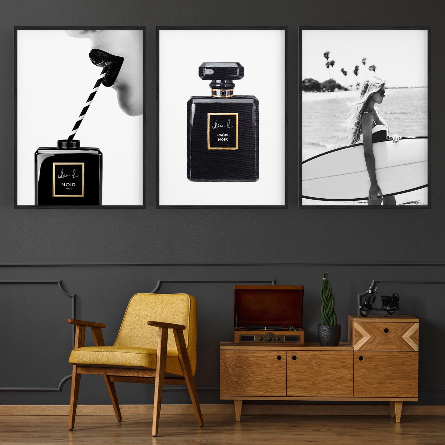 Set of Black and White Fashion Bedroom Wall Art - The Affordable Art Company