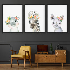 Set of Cute Baby Safari Animals Nursery Wall Art #4 - The Affordable Art Company