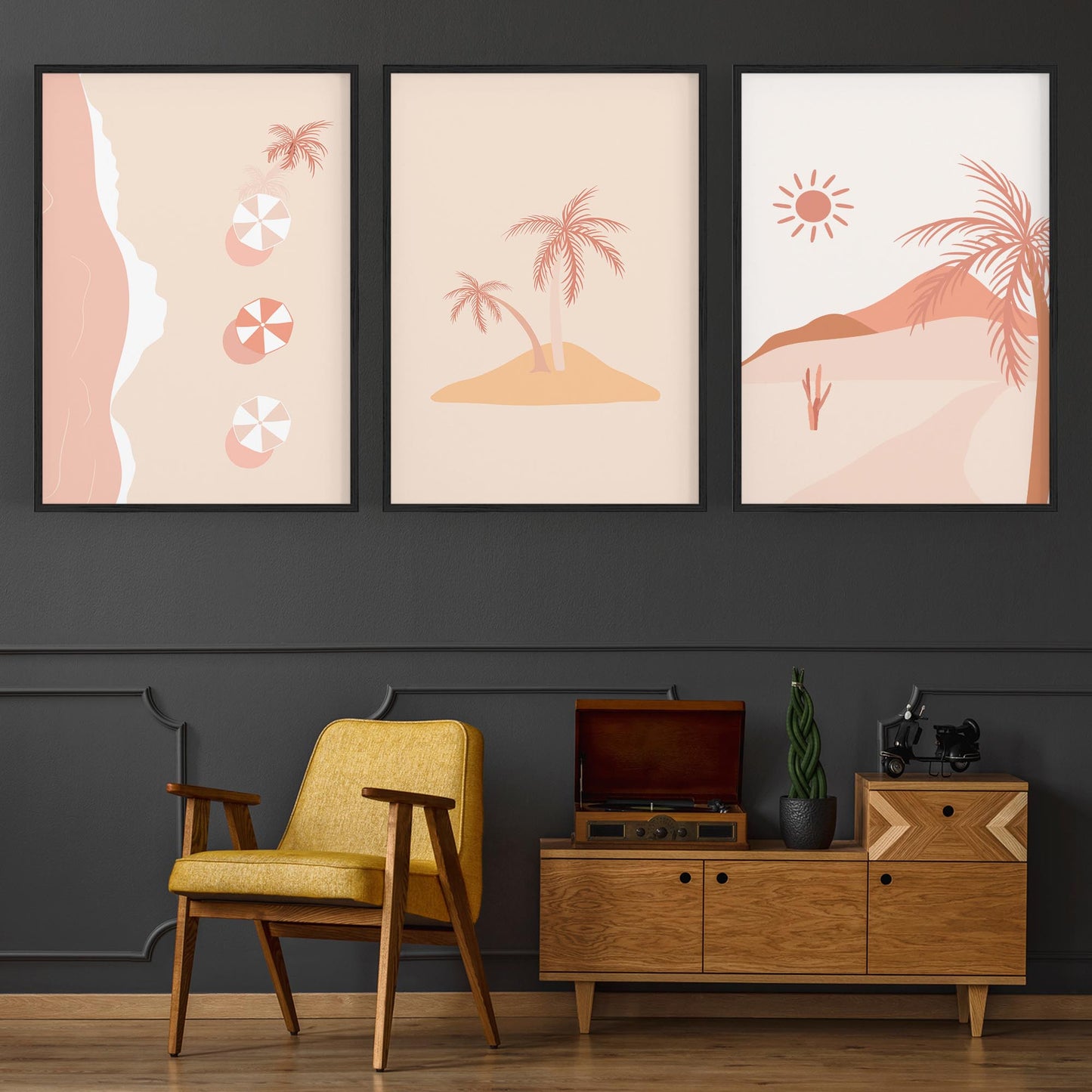 Set of Summer Coastal Pink & Pastel Wall Art - The Affordable Art Company