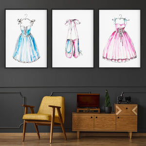 Set of Cute Ballerina Girls Bedroom Ballet Wall Art - The Affordable Art Company