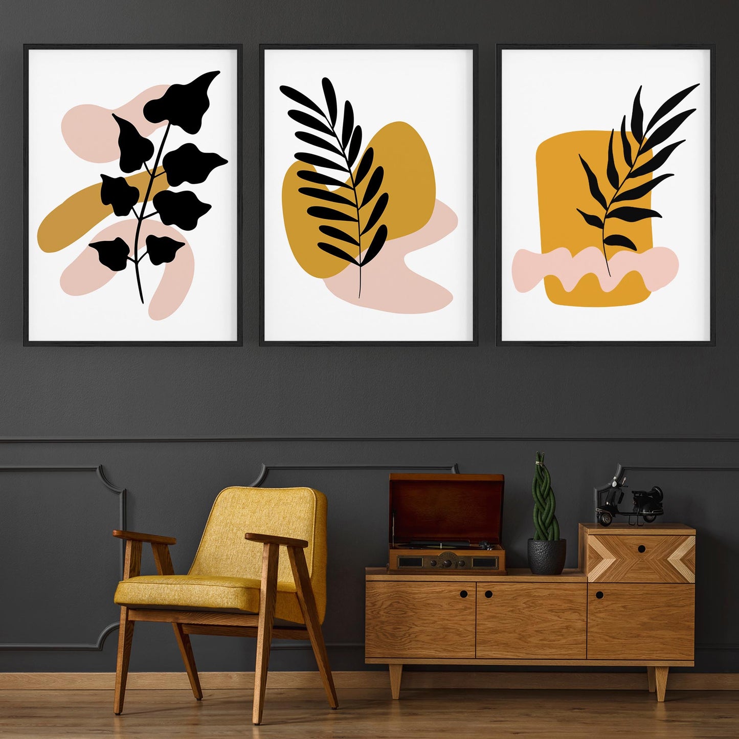 Set of Abstract Minimal Floral Drawings Wall Art - The Affordable Art Company