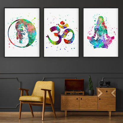 Set of Yoga Studio Watercolour Calming Wall Art - The Affordable Art Company